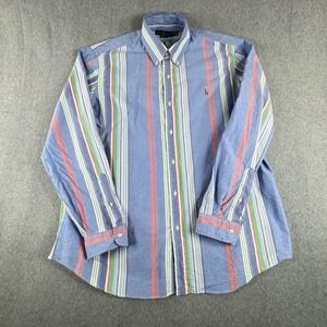 Ralph Lauren Shirt Mens XXL Blue Striped Button Down Classic Fit Long Sleeve